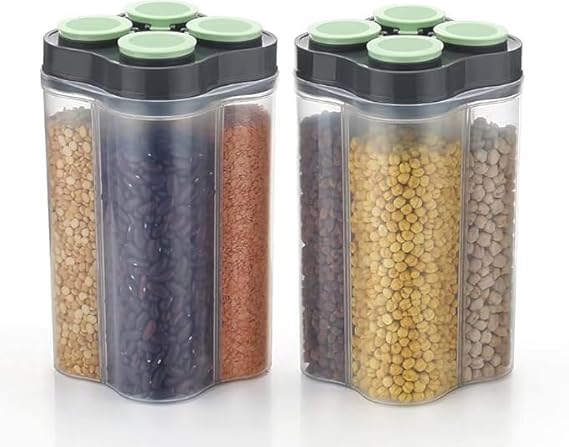 4-Section Container - Multi-Compartment Storage Organizer for Home and Office