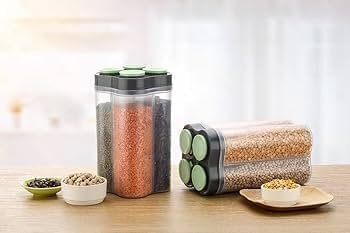 4-Section Container - Multi-Compartment Storage Organizer for Home and Office