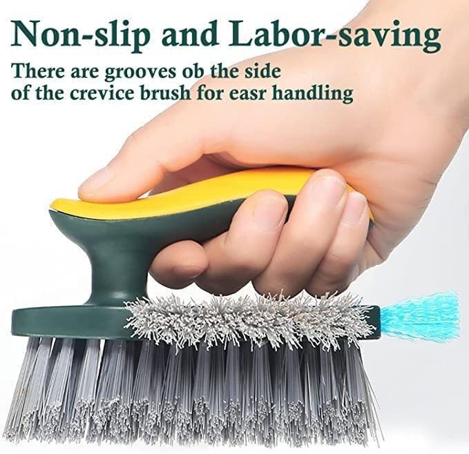 Tile Grout Cleaner Brush with Squeegee, V-Shape Gap Scrubber Multifunctional Scrubbing Floor Brush Cleaning