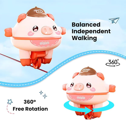Battery Operated Cute Tightrope Walking Balance Pig Roly-Poly Tumbler
