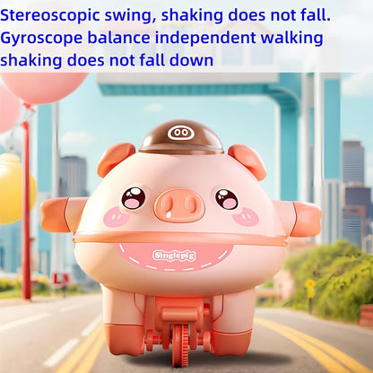Battery Operated Cute Tightrope Walking Balance Pig Roly-Poly Tumbler