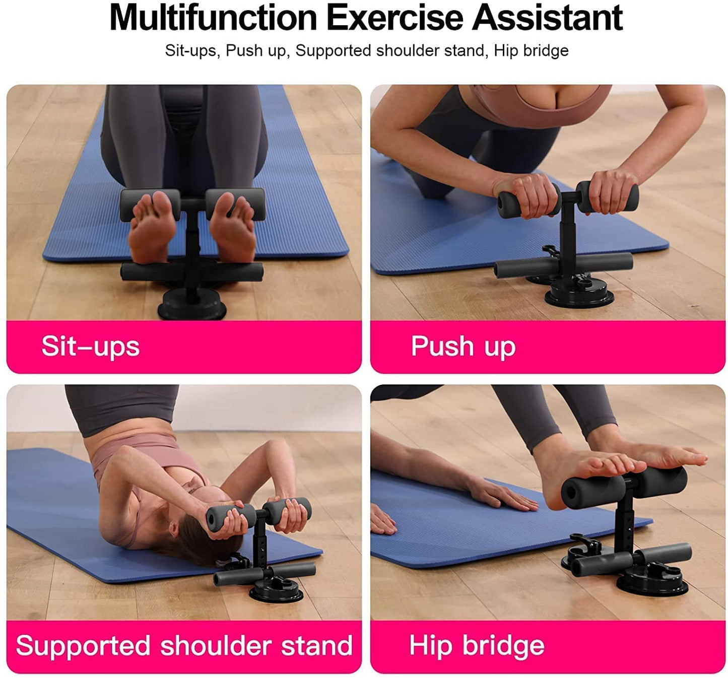Portable Sit Up Bar For Floor Sit-Up Assistant Device with 2 Strong Suction Cups - Ab Crunch Machine - 3 Positions Exercise Equipment Abs house...