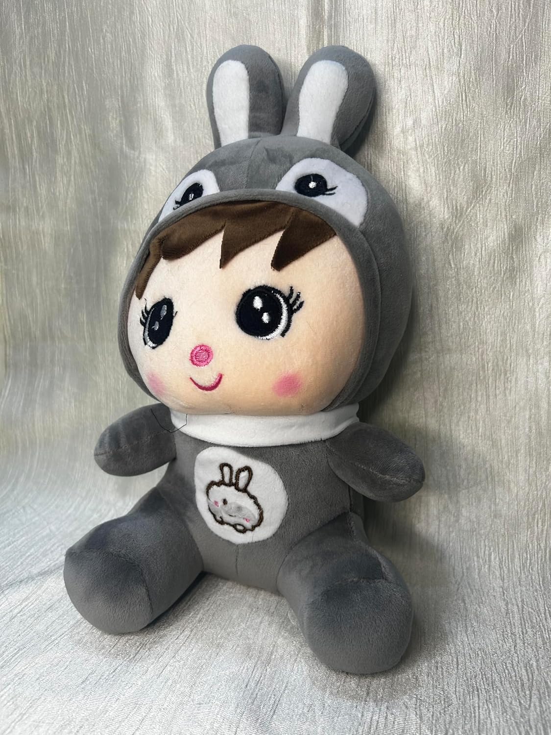 Soft Plush Hug-gable Cuddly Cute Plush Doll for Kids Pack of 2 (Orange-Grey)