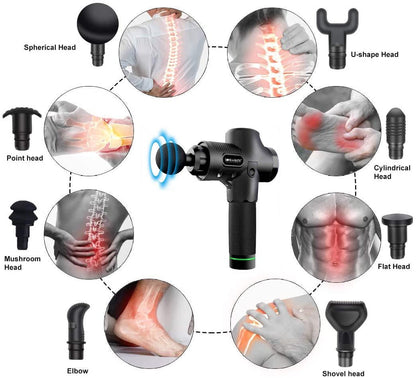 Portable Muscle Massage Gun with 4 Massage Heads, 6 Speeds Percussion Body Back Massager for Athletes Muscle